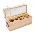 KERN Holz-Gewichtsetui 353-490-200, für Nennwerte 1 mg - 10 kg, für Klassen F2 + M1 + M2, für Bauform Knopf/Kompakt